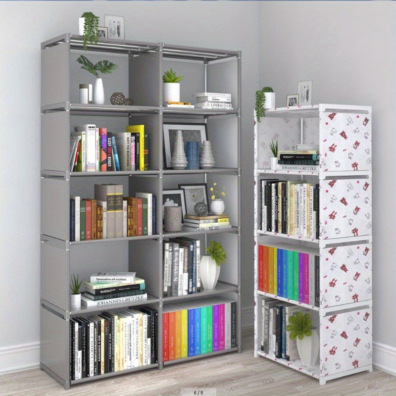 Librero Metálico Blanco Versátil - Soporte de Suelo de Autoensamblaje, Organizador de Almacenamiento Multinivel para Sala de Estar y Oficina, Armario de Almacenamiento para Escritorio, Estantería de Mesa