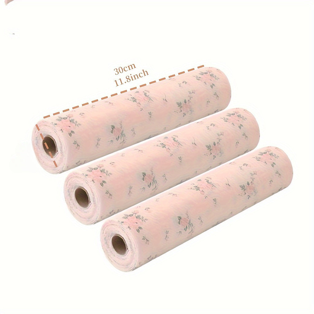 3 rollos de forros de cajones hechos de material PET para armarios de cocina, almohadillas a prueba de humedad y aceite, accesorios para cajones de armarios, artículos de almacenamiento para el hogar, decoración del hogar, decoración de habitaciones.