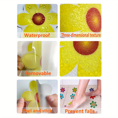 10 unidades de calcomanías antideslizantes en forma de flor para baño en casa Color Calcomanías antideslizantes para bañera Calcomanías antideslizantes autoadhesivas de 8.0cm