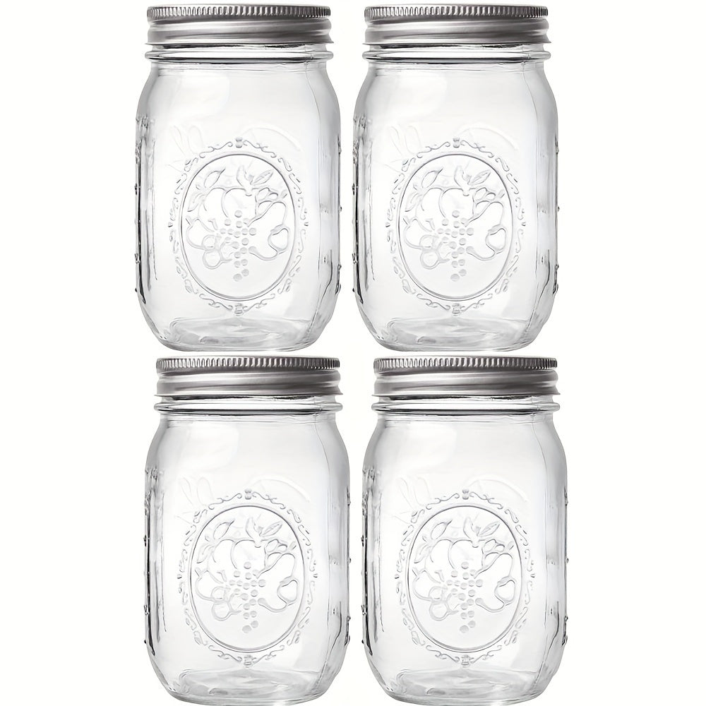 250ml/500ml 4/8pcs Tarros de Vidrio Mason con Tapas Redondas, Reutilizables para Enlatado, Fermentación, Conserva, Avena Nocturna, Mermelada, Frutas y Snacks, Contenedores y Accesorios de Cocina