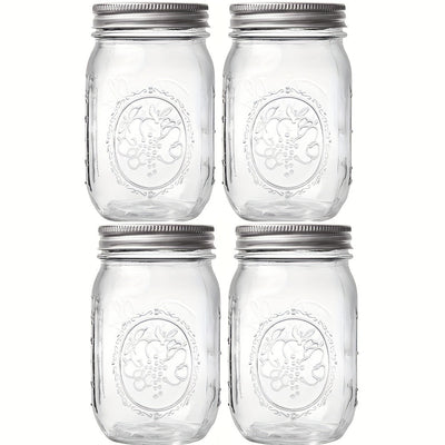 250ml/500ml 4/8pcs Tarros de Vidrio Mason con Tapas Redondas, Reutilizables para Enlatado, Fermentación, Conserva, Avena Nocturna, Mermelada, Frutas y Snacks, Contenedores y Accesorios de Cocina