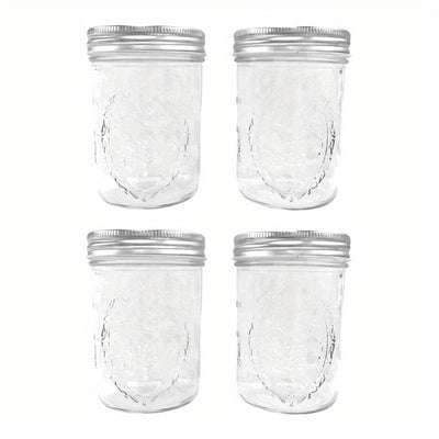 250ml/500ml 4/8pcs Tarros de Vidrio Mason con Tapas Redondas, Reutilizables para Enlatado, Fermentación, Conserva, Avena Nocturna, Mermelada, Frutas y Snacks, Contenedores y Accesorios de Cocina