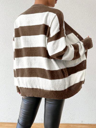Essnce nueva moda sueter de lana de imitacion de vison con rayas para mujer, otono/invierno