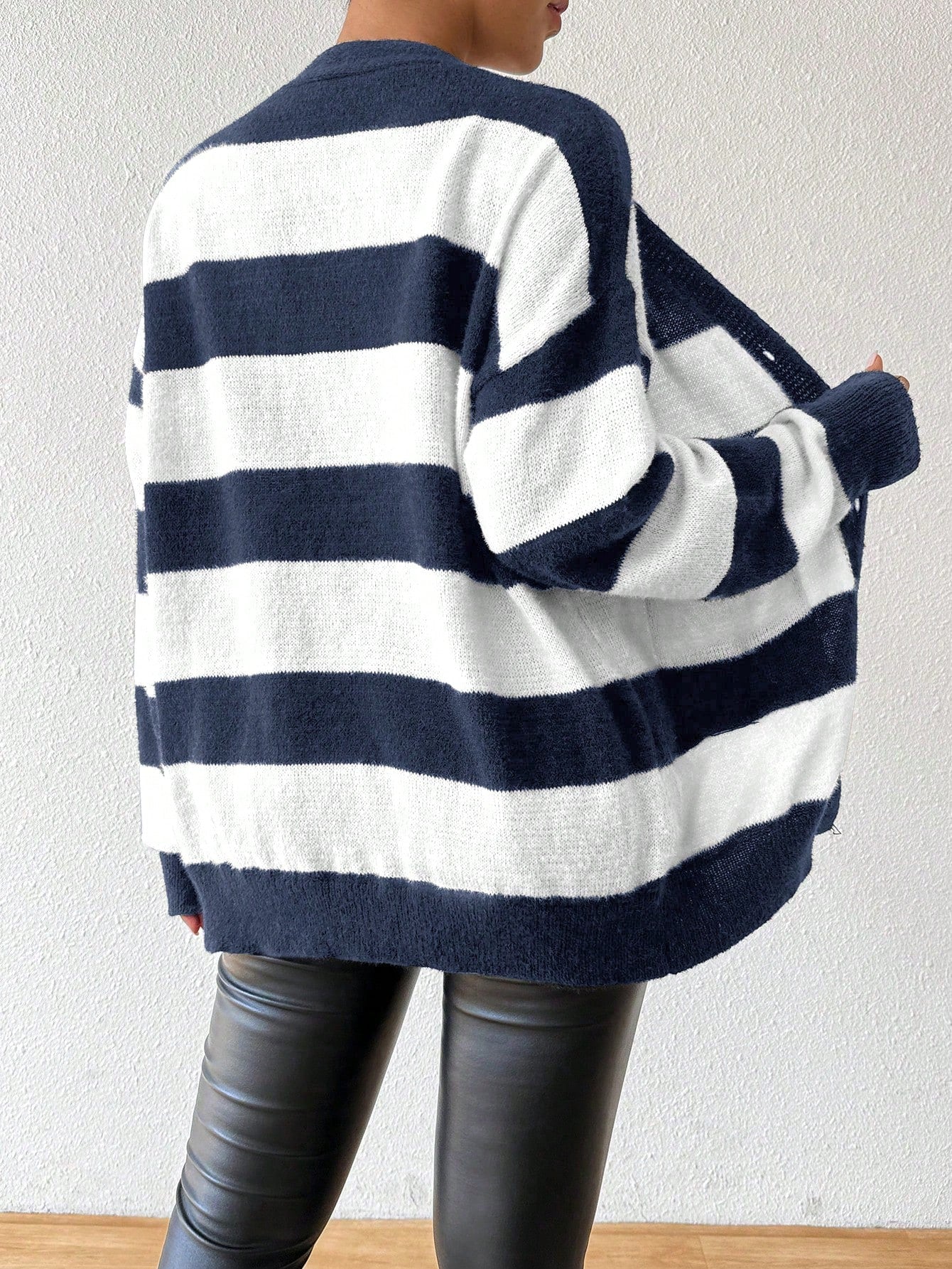 Essnce nueva moda sueter de lana de imitacion de vison con rayas para mujer, otono/invierno
