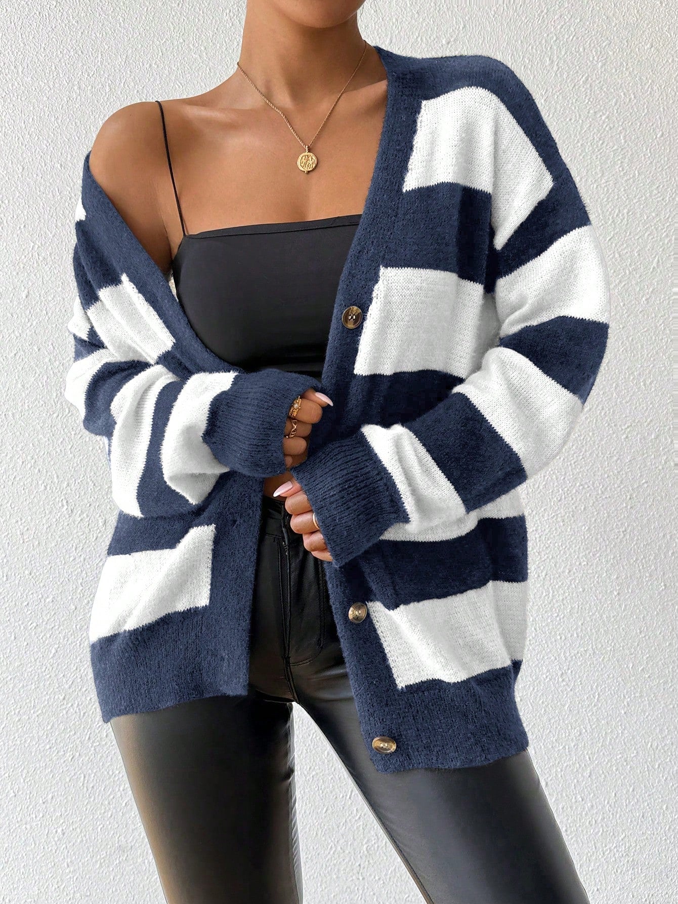 Essnce nueva moda sueter de lana de imitacion de vison con rayas para mujer, otono/invierno