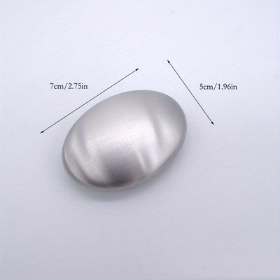 Barra de acero inoxidable para eliminar olores, jabón de manos ovalado para cocina, herramienta mágica del chef para desodorizar y quitar olores a ajo, cebolla y pescado - Incluye jabonera de metal duradera