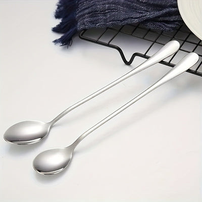 Juego de 8 cucharas elegantes de metal con mango largo - Ideal para té helado, café y helado, aptas para lavavajillas, perfectas para servir y entretener