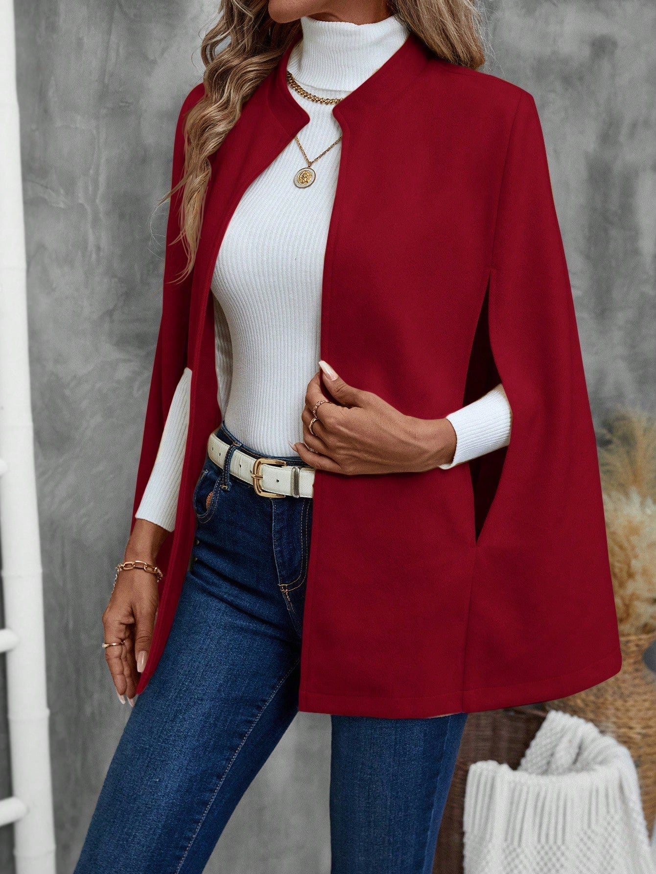 Emery rose abrigo suelto casual de unicolor para mujer