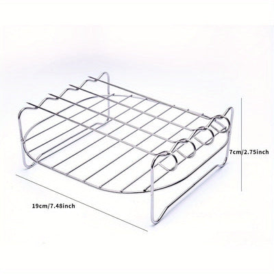 Rejilla para Freidora de Aire de Acero Inoxidable con 4 Opciones de Asado - Rejilla Multiusos para Horno y Microondas, BBQ, Horneado y Parrillada - Accesorios Duraderos y Fáciles de Limpiar, Esenciales para Barbacoa, Diseño Compacto y Resistente, Ideal p
