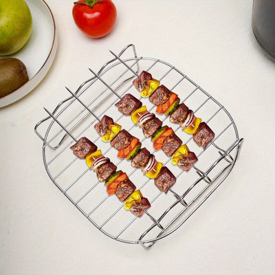 Rejilla Versátil de Acero Inoxidable para Freidora de Aire con 4 Opciones de Cocina - Perfecta para BBQ, Horneado y Uso en Microondas - Accesorio Esencial de Cocina