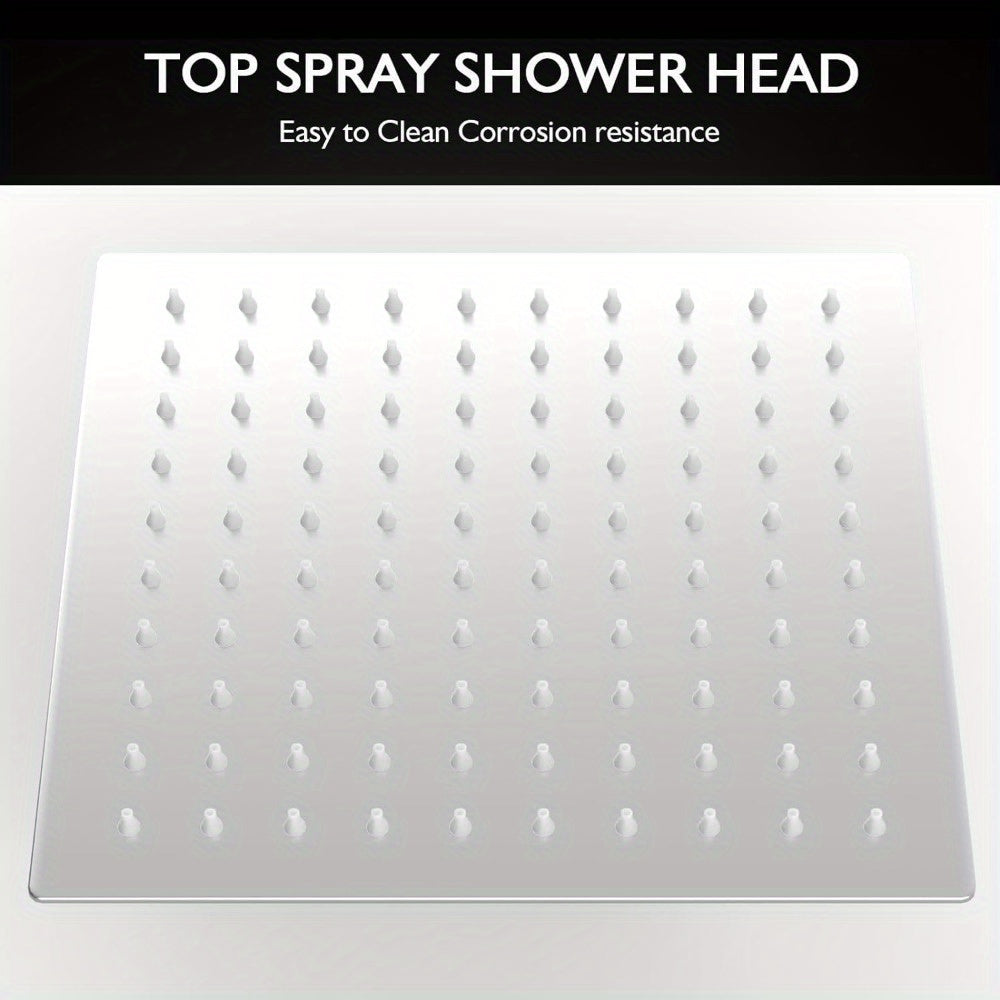 Rociador de Ducha Cuadrado Lujoso de 19.81cm - Acero Inoxidable, Chorro Ultrafino de Alta Presión, Instalación Fácil en Pared para una Experiencia de Baño Refrescante, Accesorios de Ducha