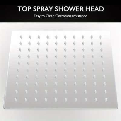 Rociador de Ducha Cuadrado Lujoso de 19.81cm - Acero Inoxidable, Chorro Ultrafino de Alta Presión, Instalación Fácil en Pared para una Experiencia de Baño Refrescante, Accesorios de Ducha