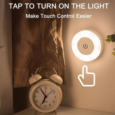 Luz nocturna con sensor táctil recargable por USB - LED regulable con base magnética, luz de pared portátil con adhesivo, iluminación de bajo consumo para dormitorio, armario, gabinete, estilo tradicional con pantalla de plástico