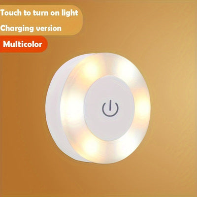 Luz nocturna con sensor táctil recargable por USB - LED regulable con base magnética, luz de pared portátil con adhesivo, iluminación de bajo consumo para dormitorio, armario, gabinete, estilo tradicional con pantalla de plástico