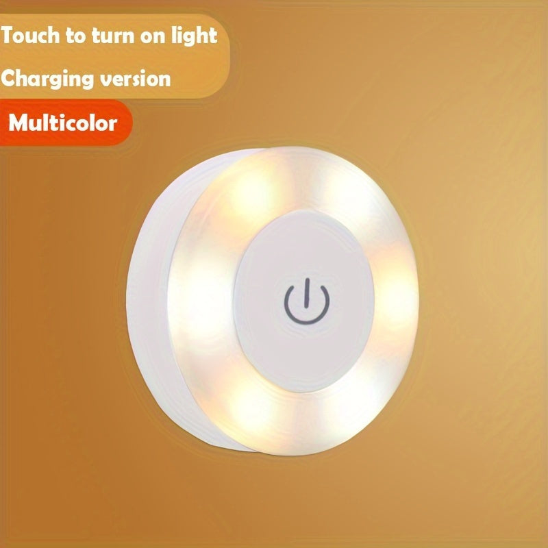 Luz nocturna con sensor táctil recargable por USB - LED regulable con base magnética, luz de pared portátil con adhesivo, iluminación de bajo consumo para dormitorio, armario, gabinete, estilo tradicional con pantalla de plástico