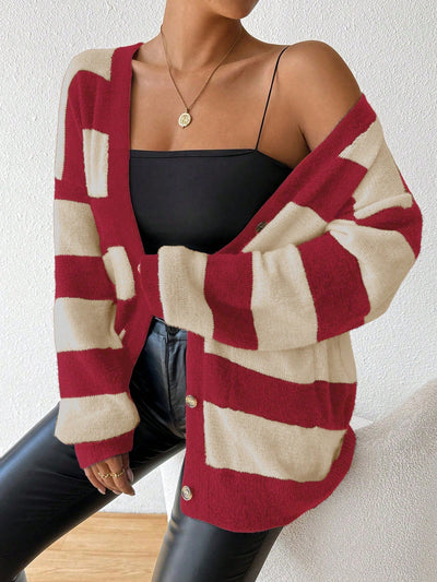 Essnce nueva moda sueter de lana de imitacion de vison con rayas para mujer, otono/invierno