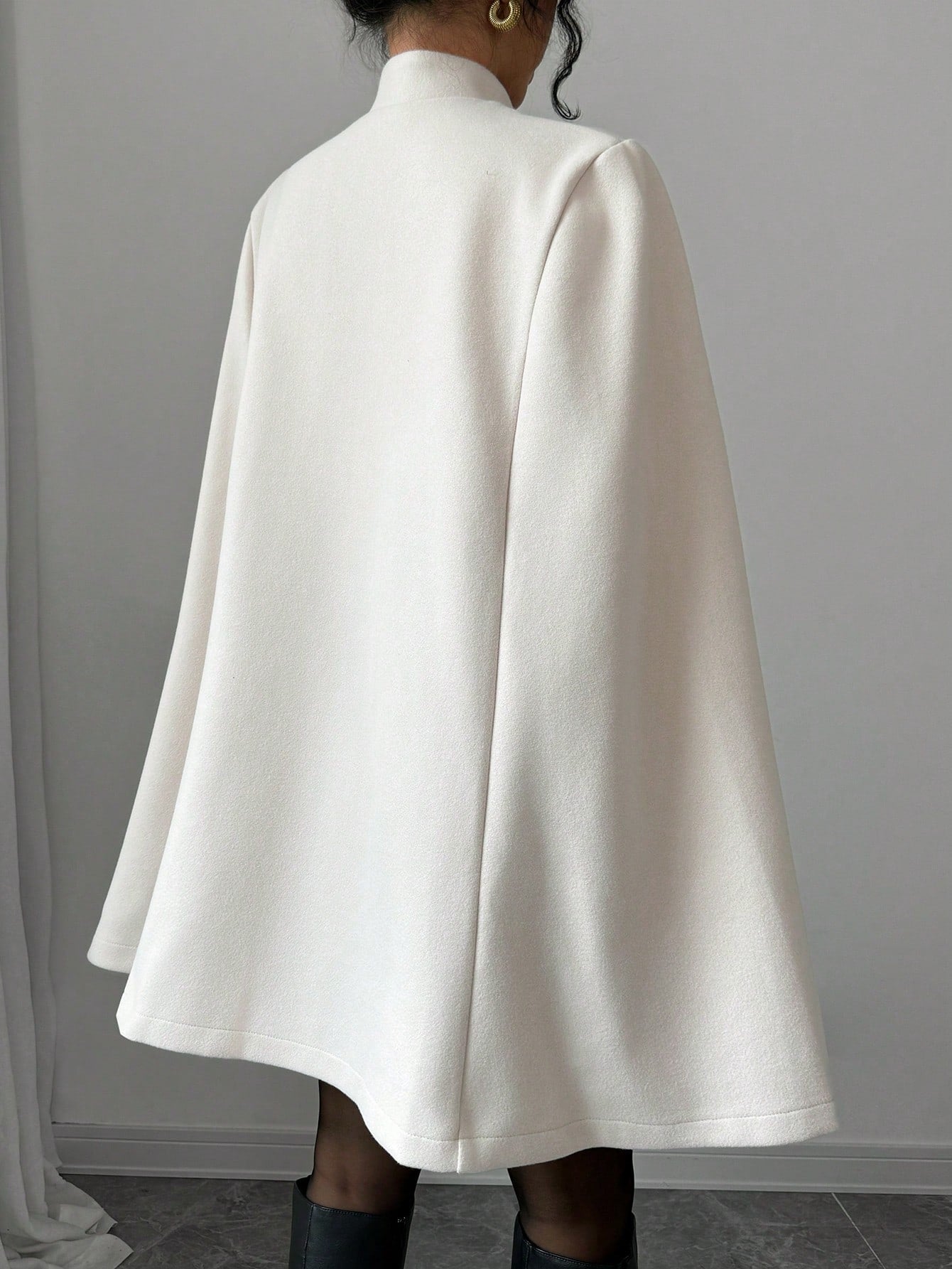 Elenzya capa, poncho y capa con cuello de pie, decoracion de botones con bloque de color en estilo chino, abrigo de lana grueso para mujer, otono/invierno