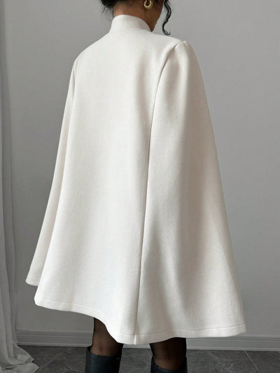 Elenzya capa, poncho y capa con cuello de pie, decoracion de botones con bloque de color en estilo chino, abrigo de lana grueso para mujer, otono/invierno