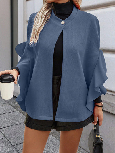 Clasi chaqueta sencilla de unicolor con botones delanteros para mujer, use casual de todos los dias