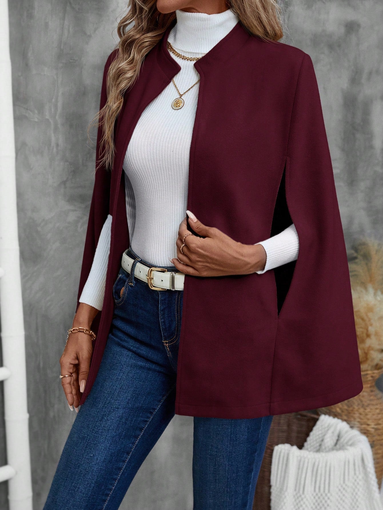 Emery rose abrigo suelto casual de unicolor para mujer