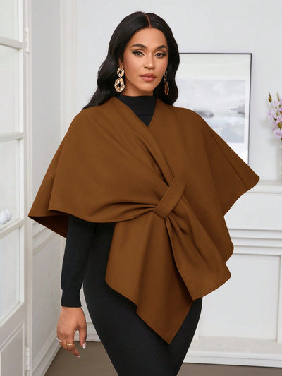 Lady poncho para mujer con diseno de drapeado en la cintura y lazo