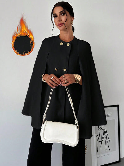 Prive capa/poncho sobrecapa de unicolor elegante y minimalista de color albaricoque para mujer