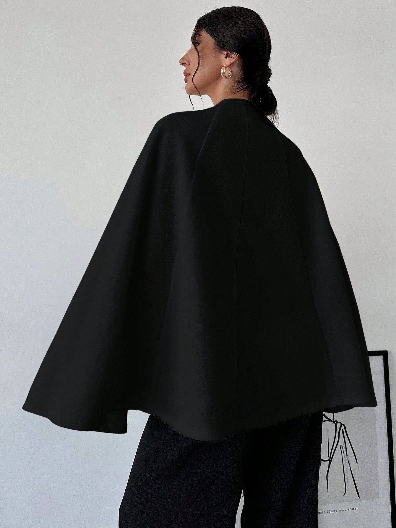 Prive capa/poncho sobrecapa de unicolor elegante y minimalista de color albaricoque para mujer