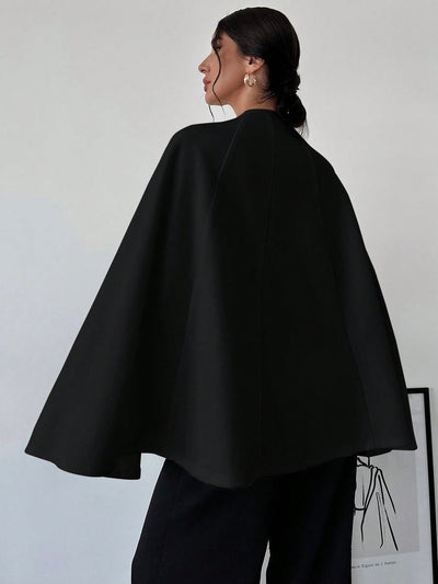 Prive capa/poncho sobrecapa de unicolor elegante y minimalista de color albaricoque para mujer