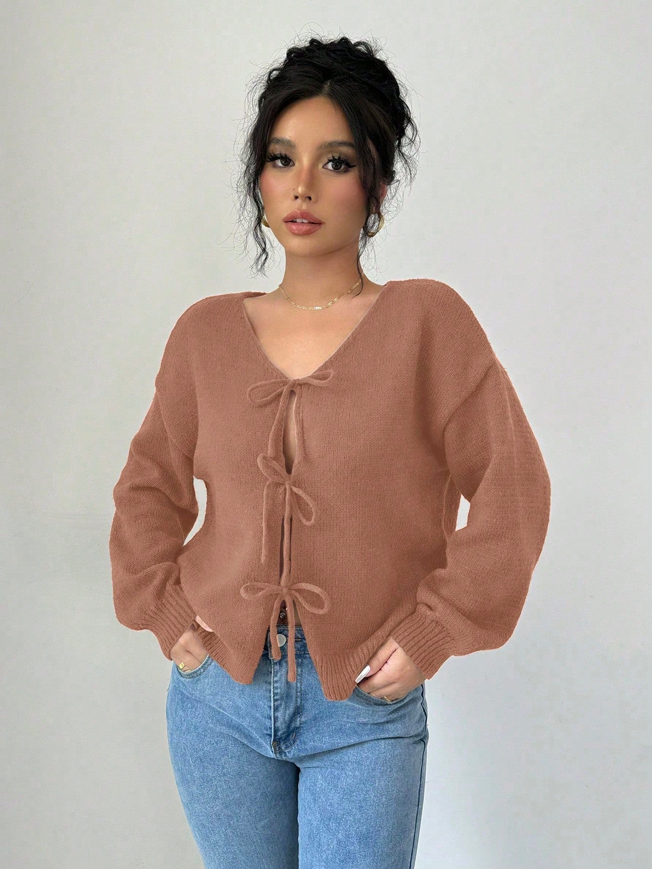Prive chaqueta de punto con cremallera de unicolor informal, versatil para otono/invierno
