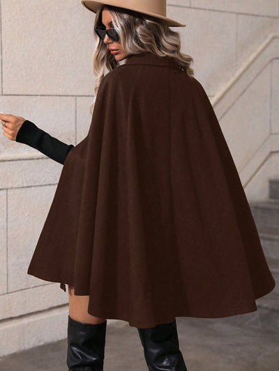 Clasi abrigo suelto con doble botonadura de moda para mujer en otono