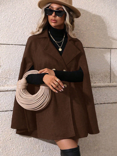 Clasi abrigo suelto con doble botonadura de moda para mujer en otono