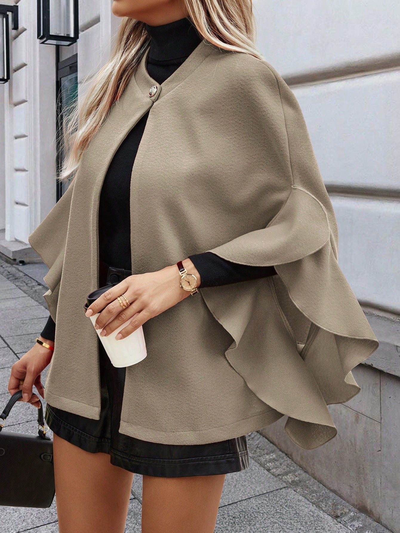 Clasi chaqueta sencilla de unicolor con botones delanteros para mujer, use casual de todos los dias