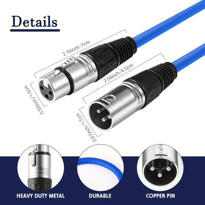 4 cables XLR multicolor, conectores macho a hembra de 3 pines, cable de audio de alta fidelidad para micrófonos, mezcladoras y bocinas, cubierta de PVC resistente, compatible con equipos de estudio e iluminación escénica