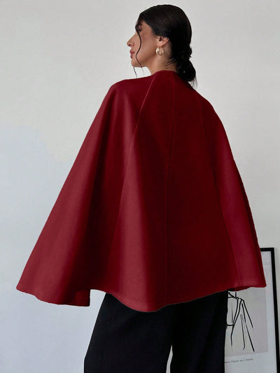 Prive capa/poncho sobrecapa de unicolor elegante y minimalista de color albaricoque para mujer