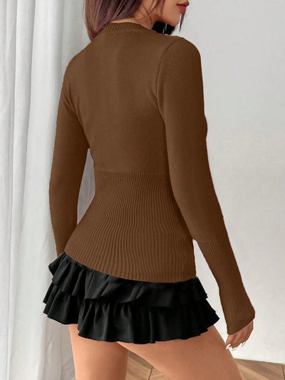Moosta mujer chaqueta de punto de unicolor con cuello redondo, manga larga, de abotonadura sencilla, versatil y de moda, para otono/invierno