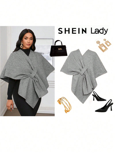 Lady poncho para mujer con diseno de drapeado en la cintura y lazo