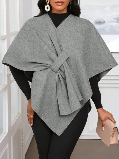 Lady poncho para mujer con diseno de drapeado en la cintura y lazo