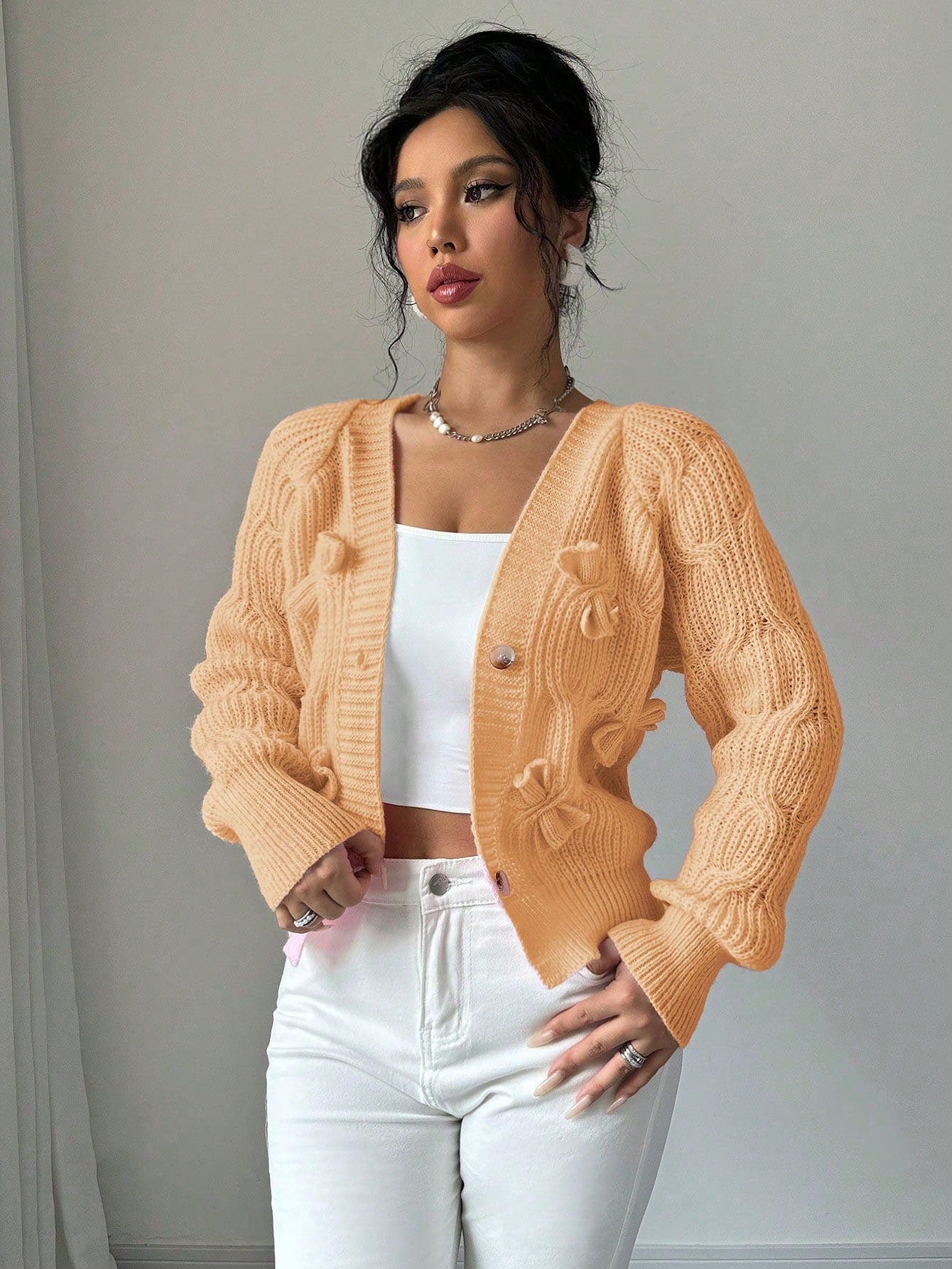 Elenzya chaqueta casual de mujer de unicolor con decoracion de mono, para otono/invierno