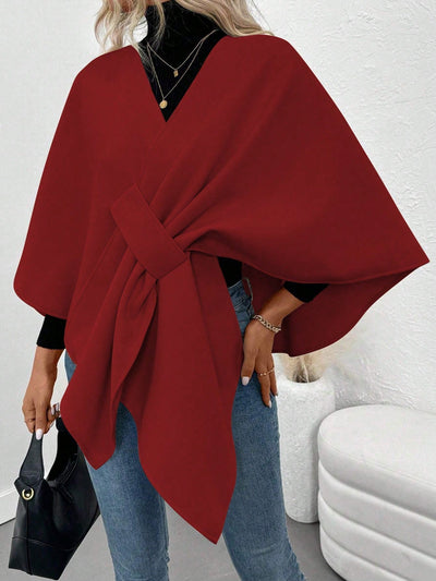 Clasi poncho/capa de mujer de unicolor, chaqueta de lana informal para otono/invierno