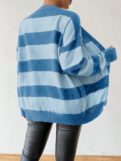 Essnce nueva moda sueter de lana de imitacion de vison con rayas para mujer, otono/invierno