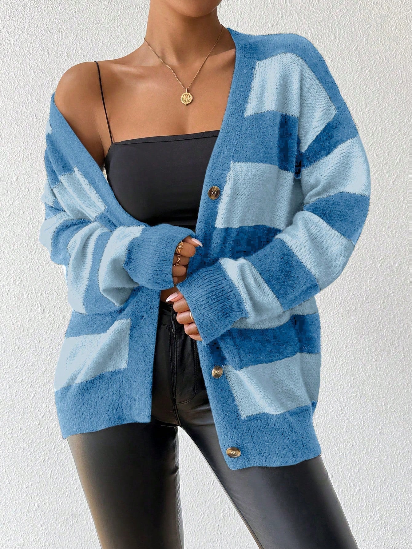 Essnce nueva moda sueter de lana de imitacion de vison con rayas para mujer, otono/invierno