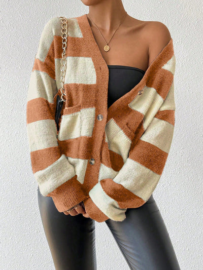 Essnce nueva moda sueter de lana de imitacion de vison con rayas para mujer, otono/invierno
