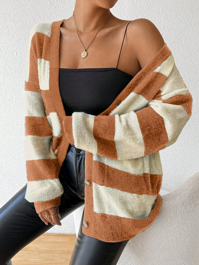 Essnce nueva moda sueter de lana de imitacion de vison con rayas para mujer, otono/invierno