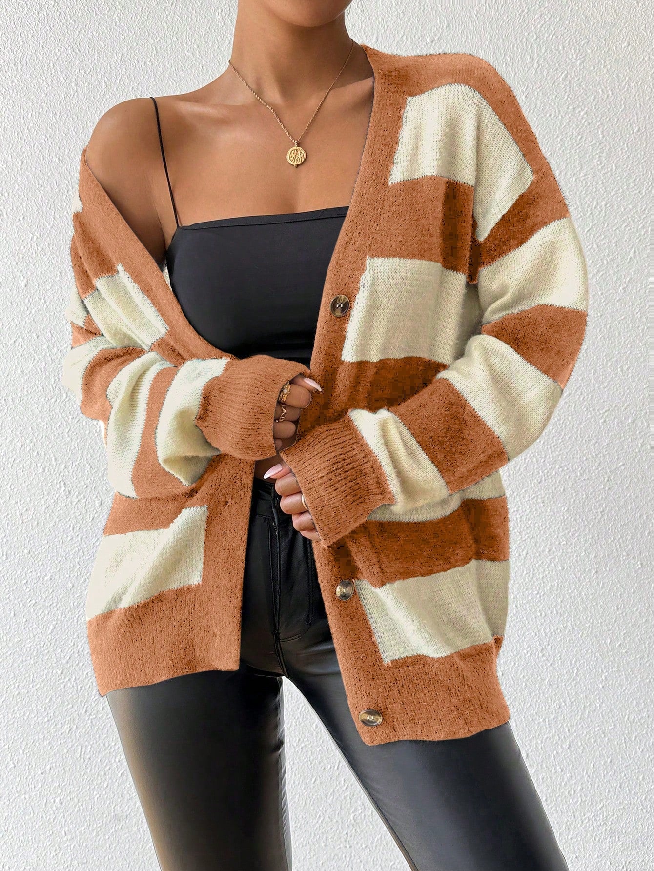 Essnce nueva moda sueter de lana de imitacion de vison con rayas para mujer, otono/invierno