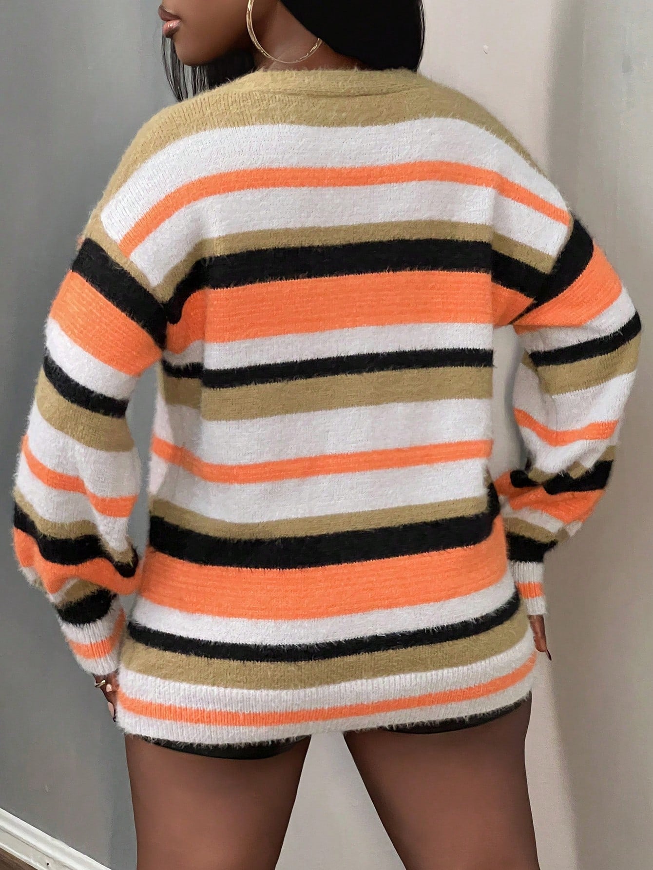 Slayr chaqueta de punto casual con patron asimetrico y contraste de color para mujer