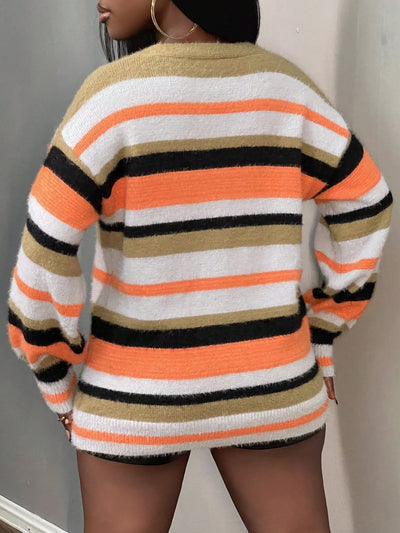 Slayr chaqueta de punto casual con patron asimetrico y contraste de color para mujer