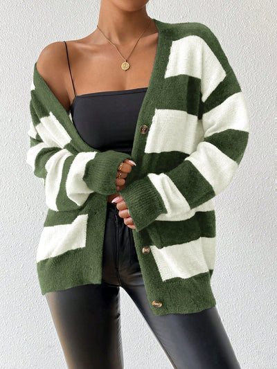 Essnce nueva moda sueter de lana de imitacion de vison con rayas para mujer, otono/invierno
