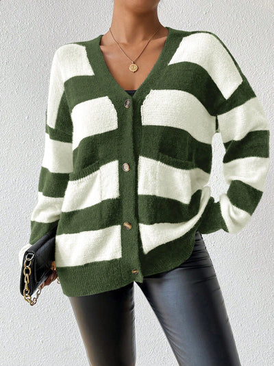 Essnce nueva moda sueter de lana de imitacion de vison con rayas para mujer, otono/invierno