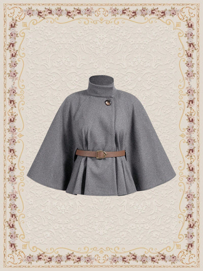 Vintamour abrigo capa elegante con cuello de pie de unicolor para mujer, para otono/invierno