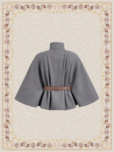 Vintamour abrigo capa elegante con cuello de pie de unicolor para mujer, para otono/invierno
